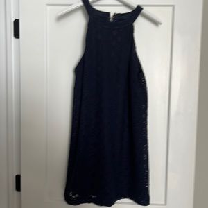 Lilly Pulitzer dark blue crochet style mini halter dress - sz XL